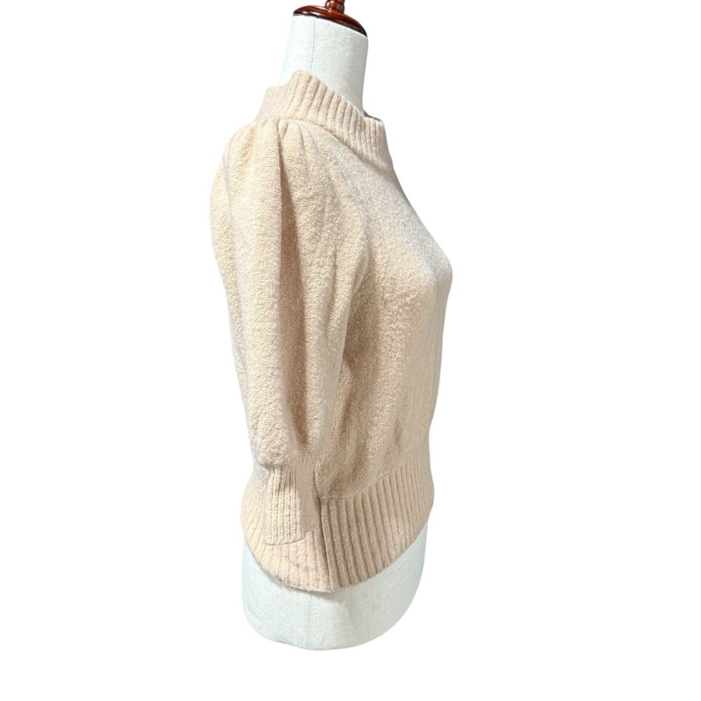 Free People Puff Half Sleeve Mock Neck Sweater Size Small Peach Coquette Wool - Picture 2 of 10